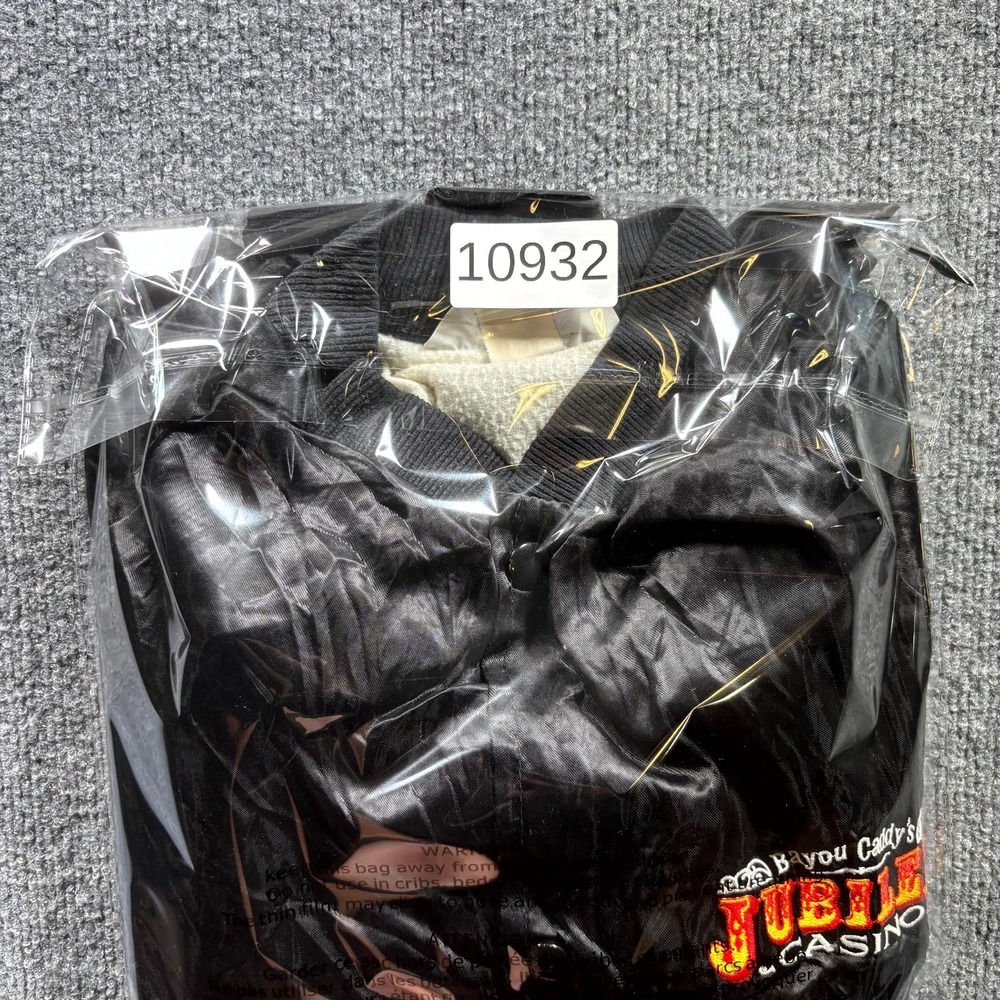 VTG 80s West Ark Bayou Caddy’s Jubilee Casino Satin Bomber Jacket Men's S Black - Picture 14 of 14